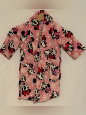 Disney Jr. Girls' Minnie Mouse 2T Fleece Robe Pink Cozy Pajama Bathrobe